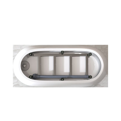 59" Special-Shaped Freestanding Slipper Bathtub in Gloss White with Chrome Overflow & Pop-Up Drain, Pure Acrylic Construction