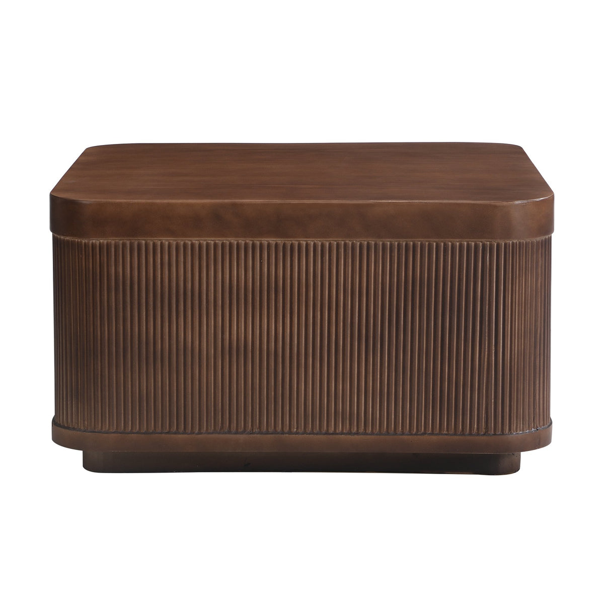32"Modern Square Outdoor and Indoor Striped Waterproof Coffee Table, Durable MgO Cement Design, Suitable for Terraces, Gardens, Backyards and Living Rooms(Brown)