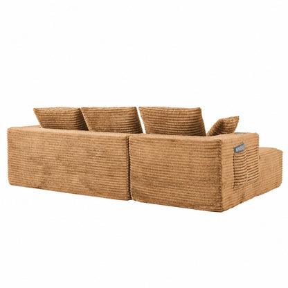 95''modular combination sofa with L-shaped lounge chair, four seater boneless design