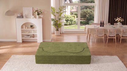 2-in-1 Folding Sofa Bed with Pillow, Twin Sleeper Sofa, Floor & Futon Loveseat Couch, Foam Folding Mattress Sleeper for Living Room, Guest Use, Office, Apartment, No Assembly Required,Green