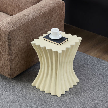 15.16 inch Side Table Vintage Sturdy Fiberglass Table For Living Room Apartment No Need Assembly Beige