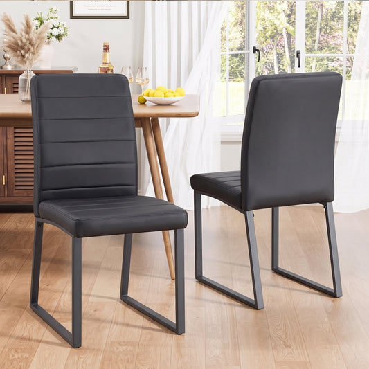 2-Pack - Premium PU office/dining chairs with high-density foam, sturdy iron legs (spray paint), multiple colors. Easy assembly