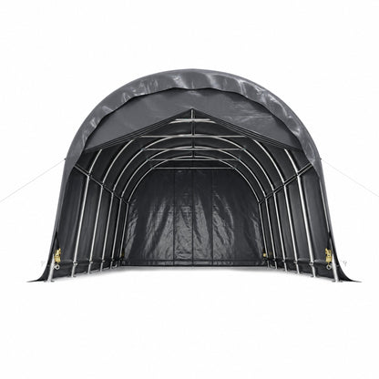 13x20 FT Arched Carport, Heavy Duty Outdoor Garage with Galvanized Steel Frame & 180G PE Tarp, Waterproof & UV Resistant – For Car, SUV, Truck, Boat, Party, Storage