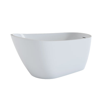 63" Acrylic Freestanding Bathtub, Deep Soaking Contemporary Stand Alone Bath Tub with Pop-up Drain & Integrated Overflow