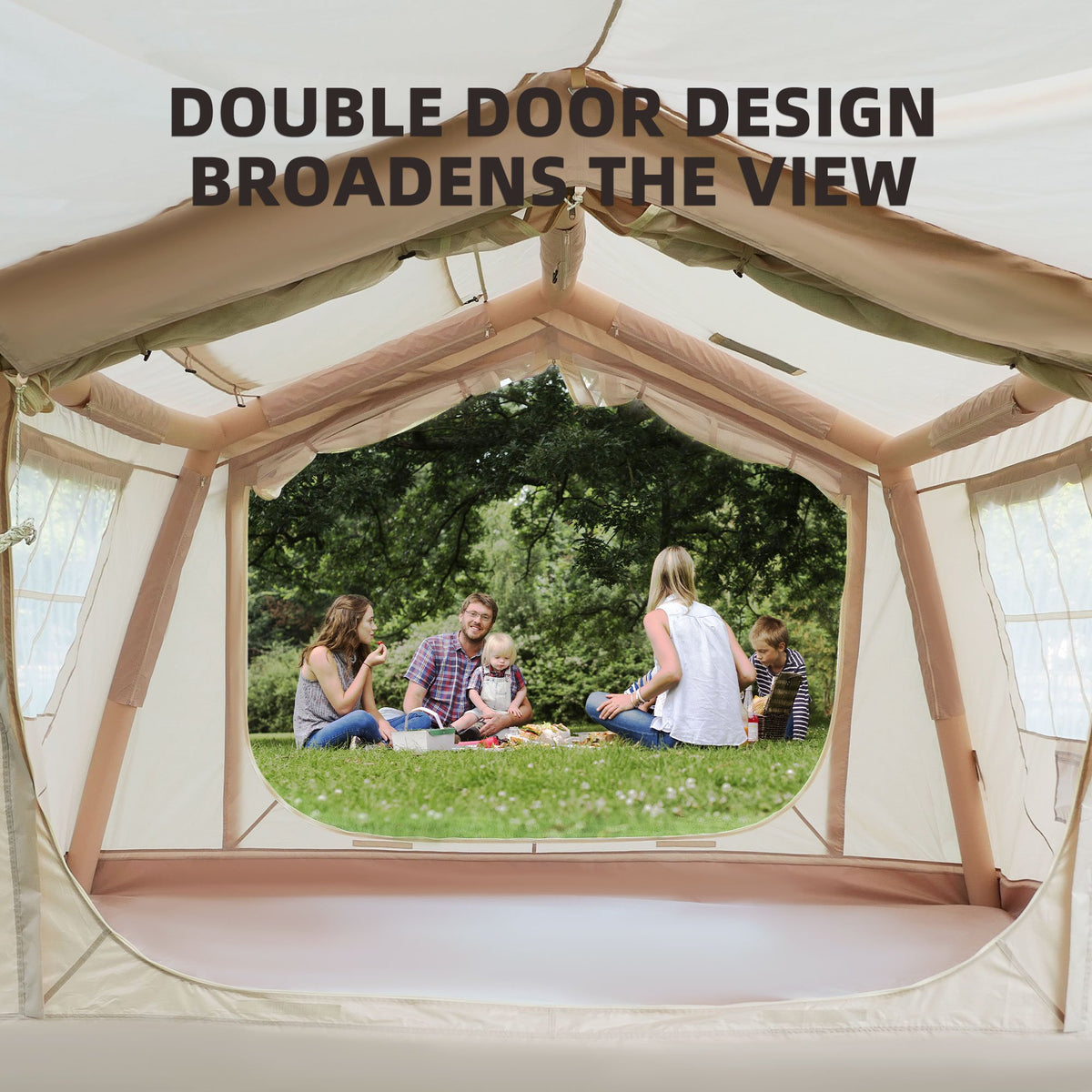 8 m ²  Inflatable Tents for Camping, Blow Up Tent with Hand Pump, Easy Setup InflatableTent 4 Season Tent, Waterproof Oxford Air Glamping Tents for Camping Adult 4/6/8 Person