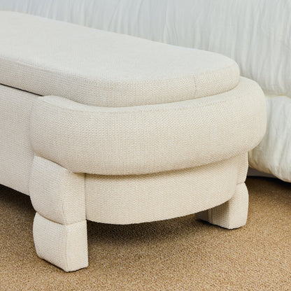 48.8" Ottoman with Storage,Storage Bench,Upholstered Entryway Bench with Seating, End of Bed Ottomans for Living Room, Bedroom, Modern Entryway Benchs,Beige