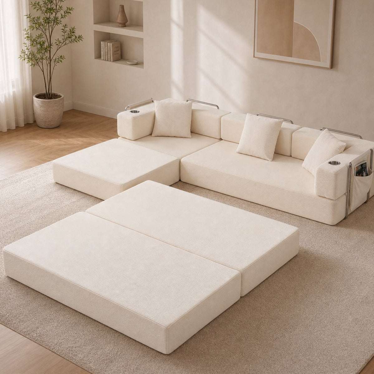 108'' Modular Sectional Sofa with L-Shape Chaise, Boneless Cloud Couch with Deep Seat