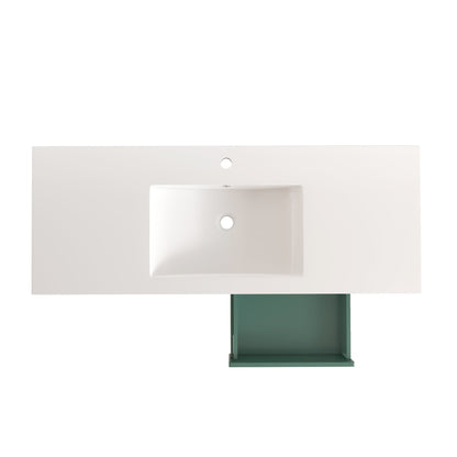 48" Green Bathroom Vanity with Resin sink Combo, Abundant Storage Cabinet -4 Soft close doors and 4 drawers