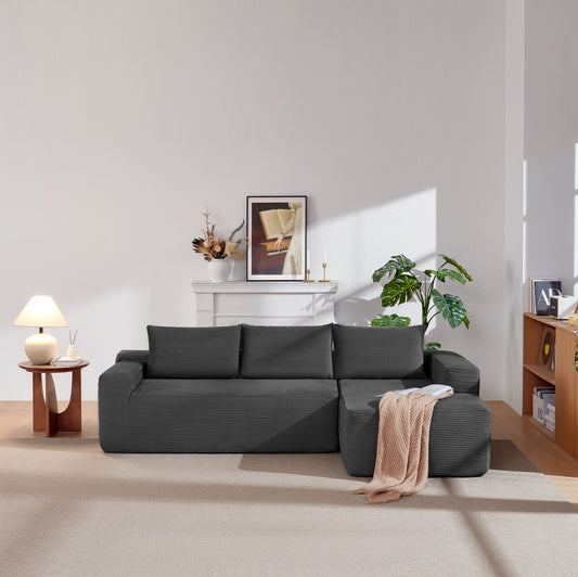 96.9'Compressible doubleCloud Sectional Couch with L-Shape Chaise, Modern Modular Sofa with Deep Seat, Upholstered Couches