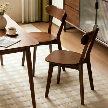 100% Natural Solid Wood Dining Chairs Set of 2, Mid Century Modern Dining Chairs with Curved Backrest
