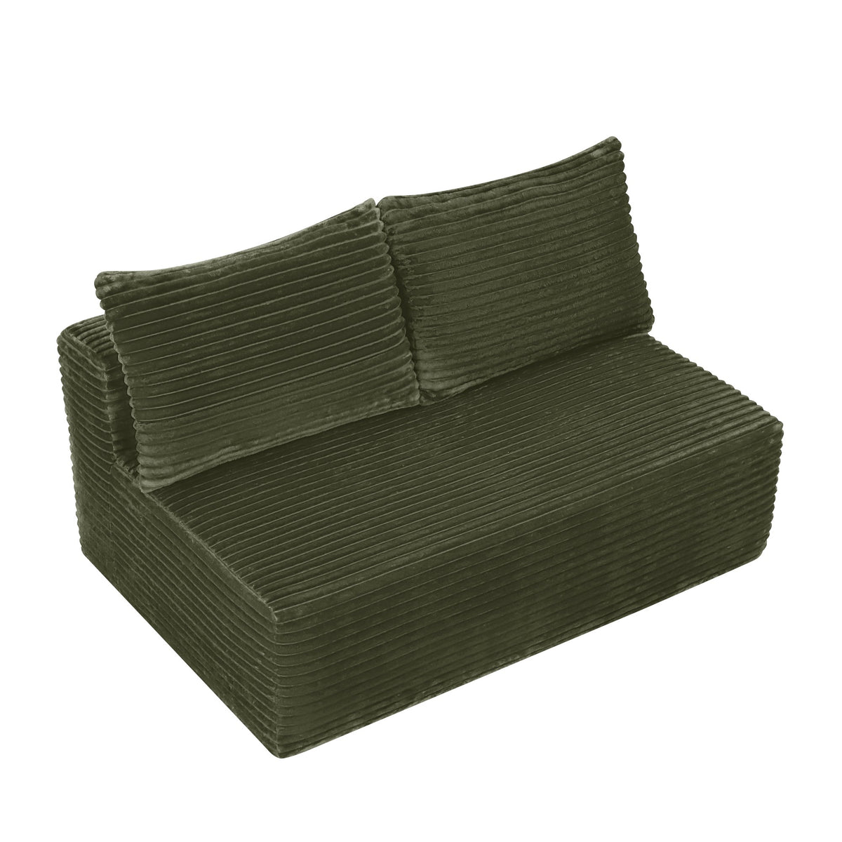 58-inch 2 seat median longue with plush Beige velvet, cup holder, flexible matching, mainly for living room use. (Plush Fabric)Green