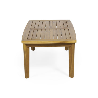 2 - Person Outdoor Acacia Wood Patio Seating Group with Cushions and Coffee Table for Porch, Garden, Backyard, Balcony, Teak Finish, White