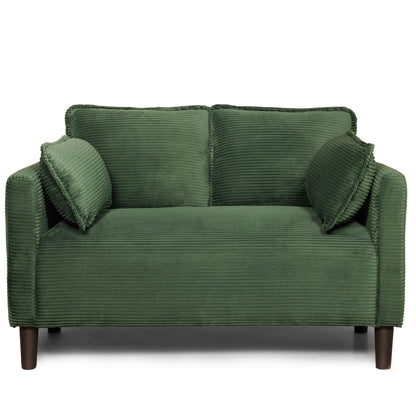 48" Soft Corduroy Loveseat Couch W/Soft Cushions,Side Storage Pocket,Sturdy Composite Board & Solid Wood Frame, High Rebound Sponge,Easy Assembly,Ideal for Living Room,Apartment,Dorm,Office.