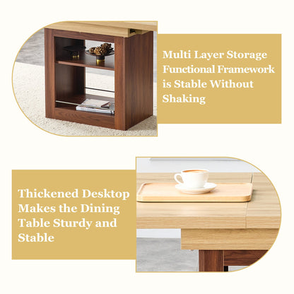 An expandable dining table with storage space