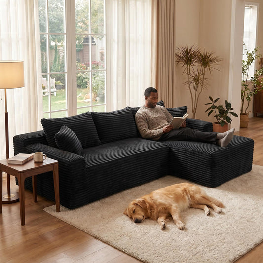 106.3" Cloud Modular Sectional Sofa Couch with L-Shape Chaise, Modern Minimalist Upholstered Couches, Deep Seat Corner Couch – Model W5515S00037