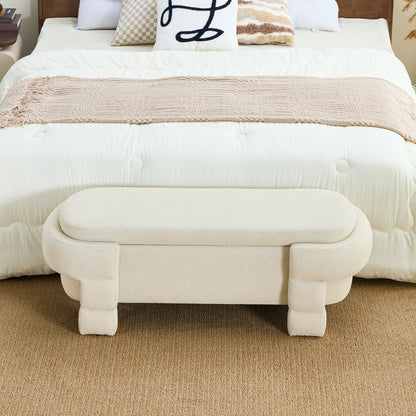48.8" Ottoman with Storage,Storage Bench,Upholstered Entryway Bench with Seating, End of Bed Ottomans for Living Room, Bedroom, Modern Entryway Benchs,Beige