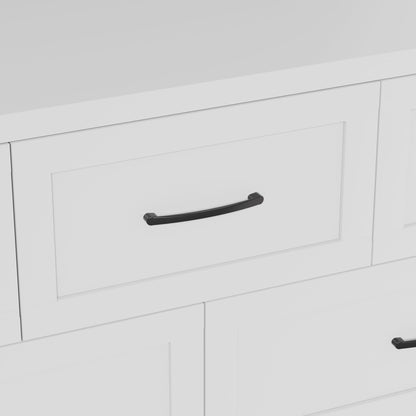 7-Drawer Dresser, Wide Low-Profile Storage Cabinet, White Metal Chest of Drawers