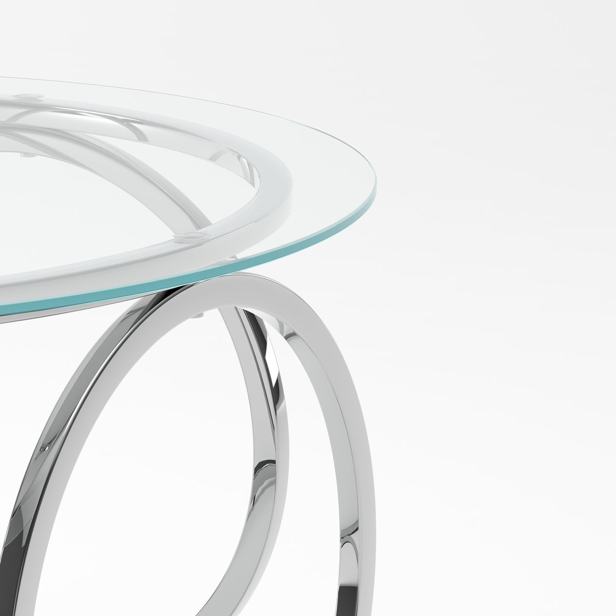 31.5"Modern Round Glass Top Coffee Table with Circular Metal Frame, Contemporary Accent Center Table for Living Room, Office, and Lounge(Ultra-Clear Glass + Chrome Frame)