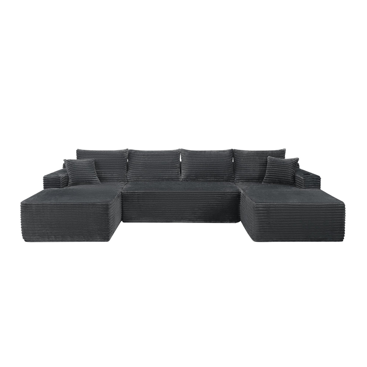 133" Cloud Sectional Sofa with U-Shape Chaise and Side Pockets and Cup holder, Modern Modular Design, Deep Seating, Upholstered Couch