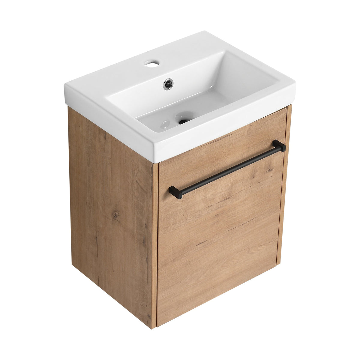 18'' Floating Wall-Mounted Bathroom Vanity with Ceramic Sink & Soft-Close Cabinet Door, For Small Bathroom