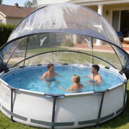 15 FT Round Multifunctional All Weather Cover Pool Dome Enclosure for Outdoor Pools, Compatible Clean & Warm Water, Suitable for 15 foot Round Frame Pools