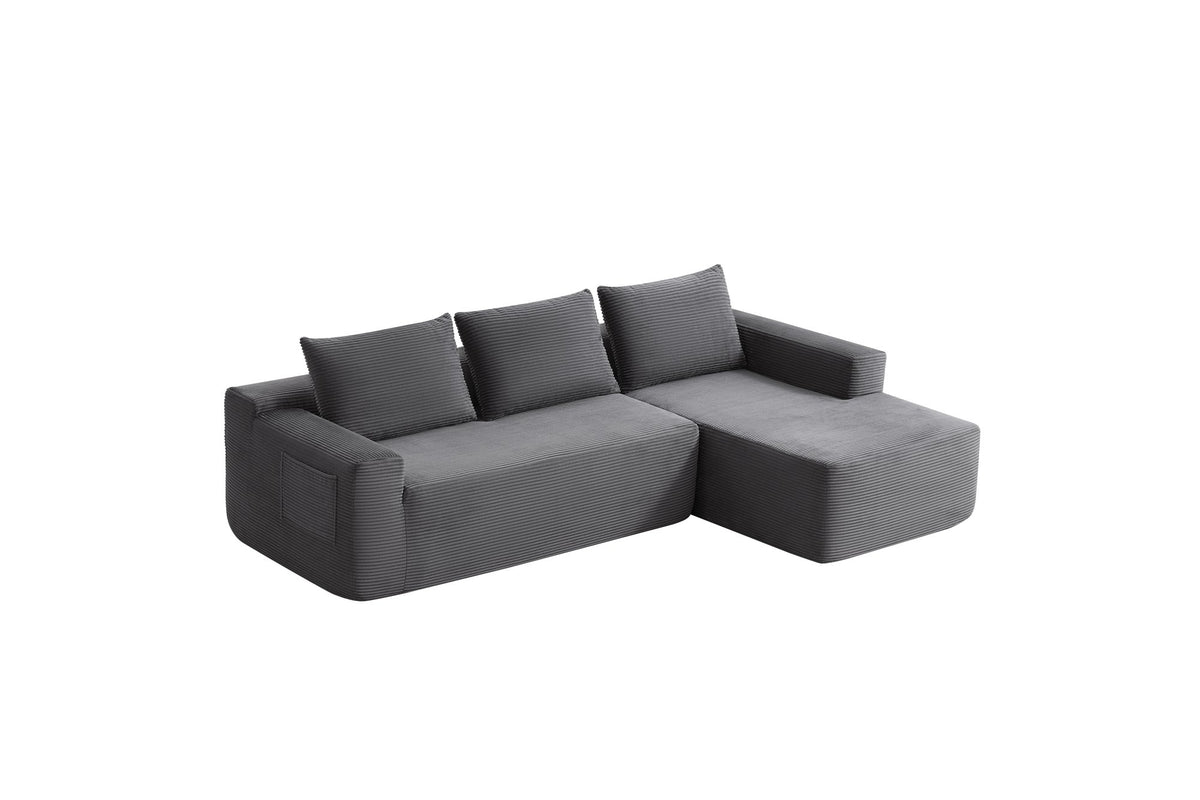 96.9'Compressible doubleCloud Sectional Couch with L-Shape Chaise, Modern Modular Sofa with Deep Seat, Upholstered Couches