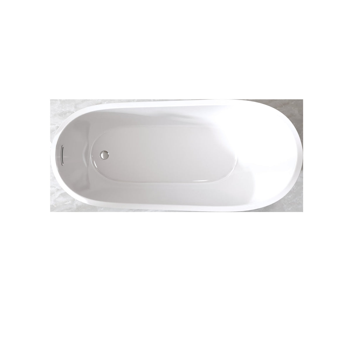 59" Special-Shaped Freestanding Slipper Bathtub in Gloss White with Chrome Overflow & Pop-Up Drain, Pure Acrylic Construction