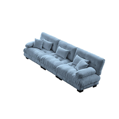 3-Seater Sectional Sofa Modular Deep Seat Sofa Couch, Chenille Sofa Soft Comfy Upholstered Furniture, Studio, Chenille Blue
