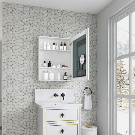 24'' W x 30'' H Surface Frameless Mirror Medicine Cabinet, Beveled Mirror Edges Bathroom Medicine Cabinet, Right opening door
