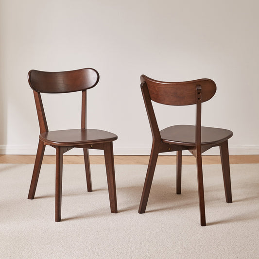 (Set of 2 pcs) Dining chair wooden Premium grade rubber wood natural wood made in Southeast Asia 100% solid wood chair table chair wooden living room chair simple and natural 46*37*76 cm