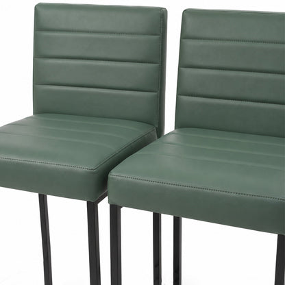 25.6 Inch Counter Height Bar Stools Set of 2 with PU Cushion and Back Modern Bar Chairs for Kitchen Island Counter with Metal Leg for Restaurant Dining Room Office, Green and Black.W2920P462102