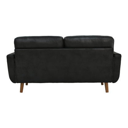 65-inch t Two-Seater Sofa in with Breathable Foil Fabric and Solid Wood Legs – Black