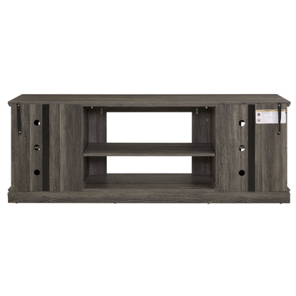70" Modern TV Stand with 2-Door Storage, Faux Stone Media Console Cabinet, Grey Large Entertainment Center