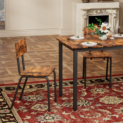 5-Piece Dining Table Set with 4 Chairs, 43" Kitchen Table & Chairs Set for 4, Dining Room Table with Metal Frame & MDF Board, Perfect