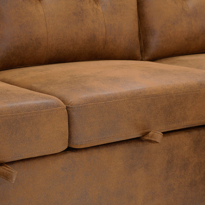 88.5" Convertible L-Shaped Pull-Out Sectional Sofa Bed with Storage Chaise,and Soft and Soft Padded Armrests