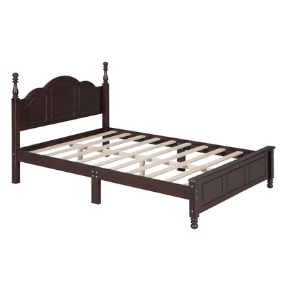 3-Pieces Bedroom Sets, Full Size Wood Platform Bed and Two Nightstands-Dark Walnut