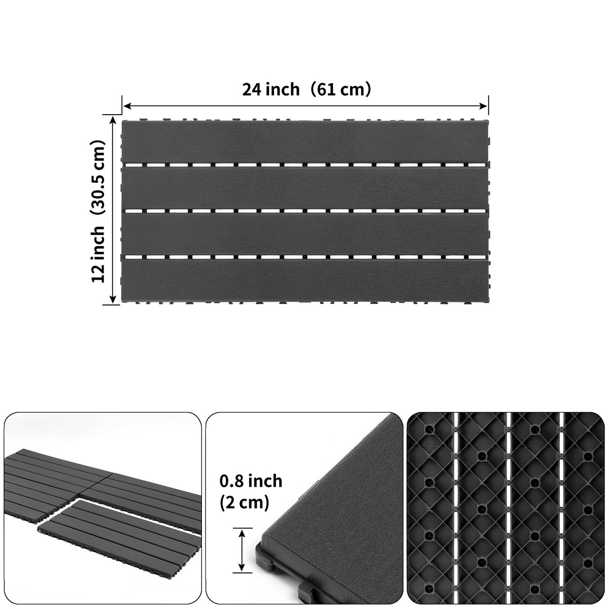 22 pieces of dark gray outdoor terrace deck tiles, DIY interlocking decking floor tiles, easy to install patio tiles, suitable for indoor and outdoor balcony backyard poolside DARK GRAY