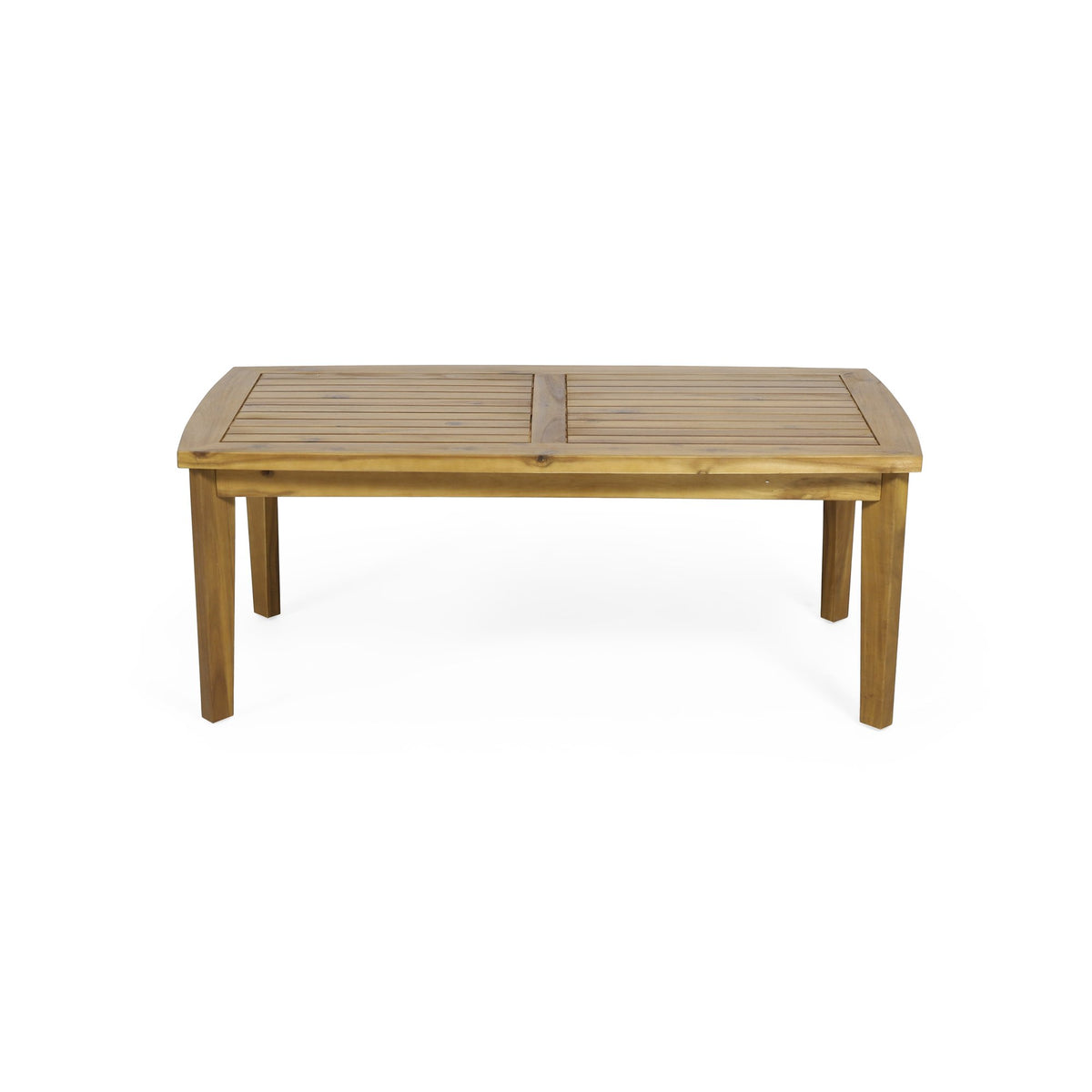2 - Person Outdoor Acacia Wood Patio Seating Group with Cushions and Coffee Table for Porch, Garden, Backyard, Balcony, Teak Finish, White