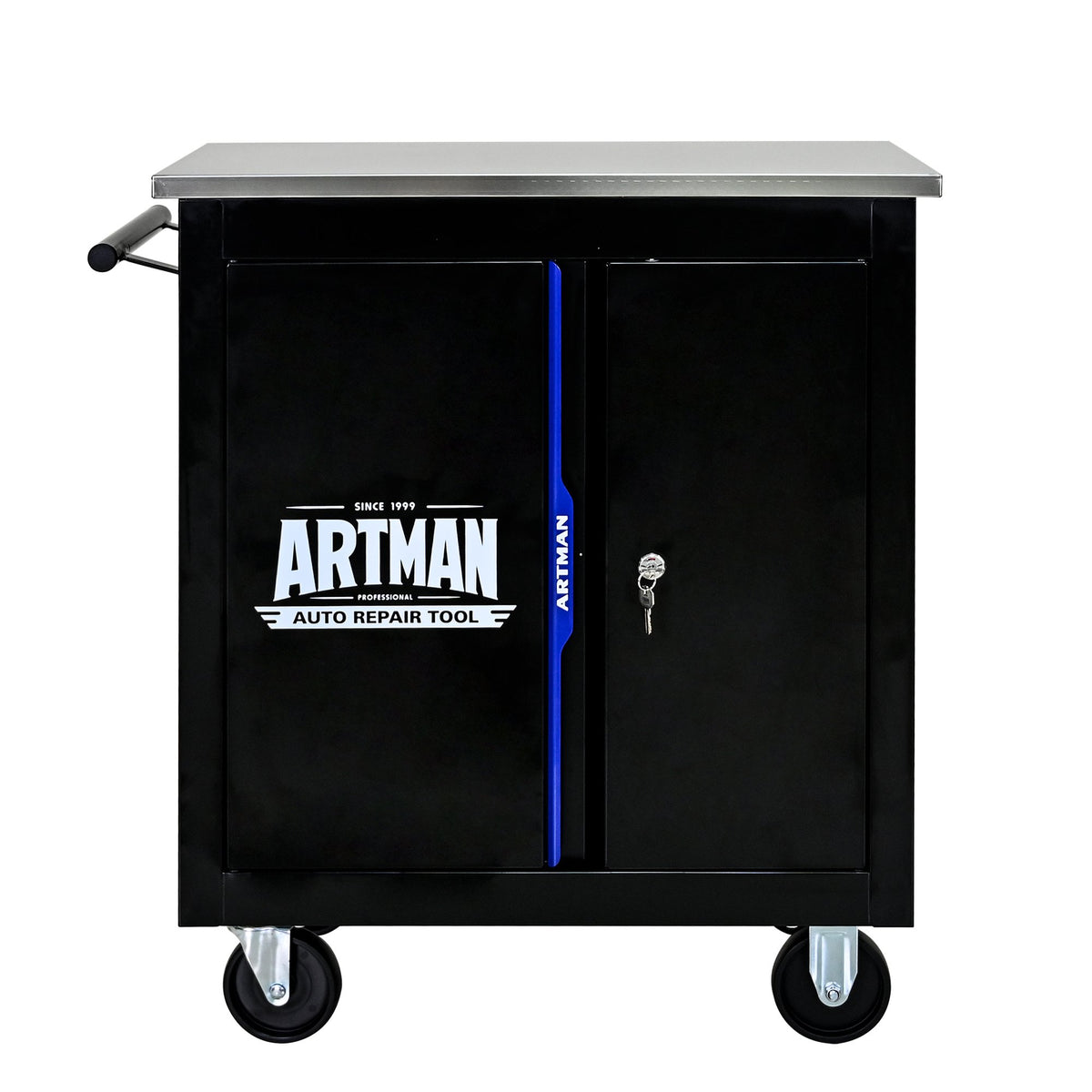 Movable Lockable Double Door Partition with Lock Multi-functional Hardware Storage Tool Car Auto Repair Locker--BLAK&BLUE