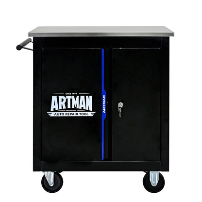 Movable Lockable Double Door Partition with Lock Multi-functional Hardware Storage Tool Car Auto Repair Locker--BLAK&BLUE
