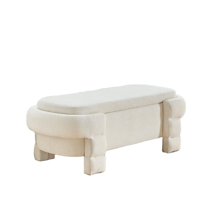 48.8" Ottoman with Storage,Storage Bench,Upholstered Entryway Bench with Seating, End of Bed Ottomans for Living Room, Bedroom, Modern Entryway Benchs,Beige