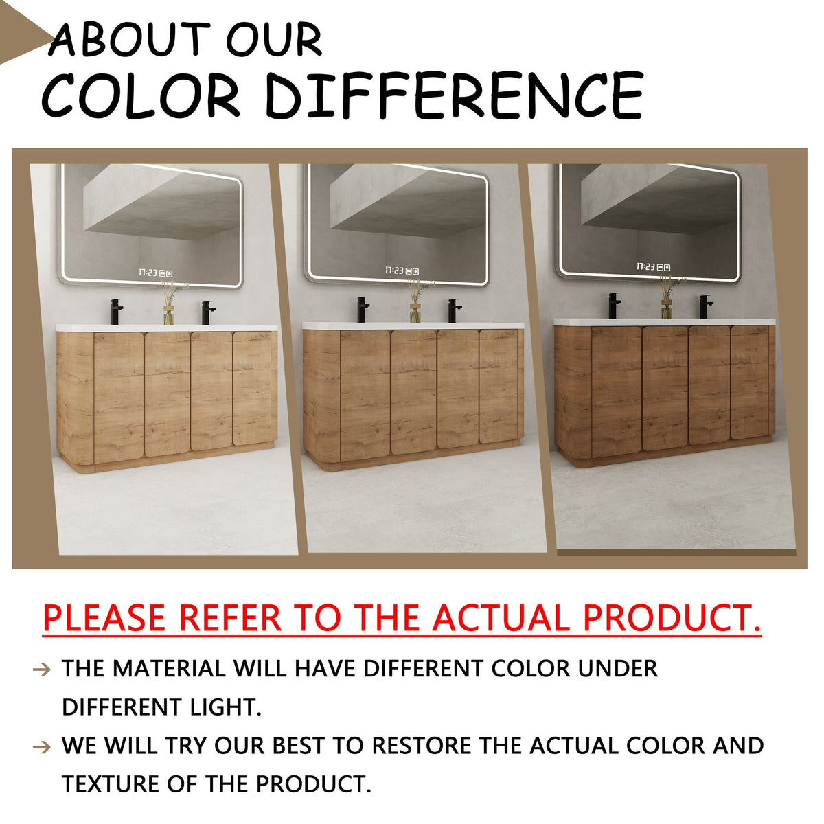 60'' Freestanding Bathroom Vanity with White Resin Sink, 4-Soft-Close Door, KD-Packing, Plywood, Imitative Oak