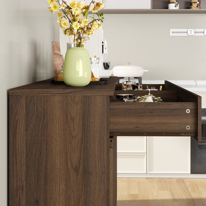 63.1" Sideboard Buffet Cabinet with Storage,Large Kitchen Storage Cabinet with 2 Drawers and 4 Doors, Wood Coffee Bar Buffet Table for Kitchen Dining Room, Walnut