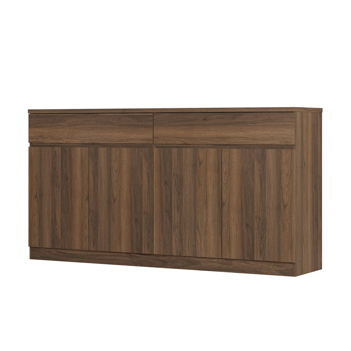 63.1" Sideboard Buffet Cabinet with Storage,Large Kitchen Storage Cabinet with 2 Drawers and 4 Doors, Wood Coffee Bar Buffet Table for Kitchen Dining Room, Walnut