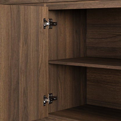 63.1" Sideboard Buffet Cabinet with Storage,Large Kitchen Storage Cabinet with 2 Drawers and 4 Doors, Wood Coffee Bar Buffet Table for Kitchen Dining Room, Walnut