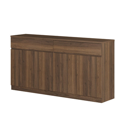 63.1" Sideboard Buffet Cabinet with Storage,Large Kitchen Storage Cabinet with 2 Drawers and 4 Doors, Wood Coffee Bar Buffet Table for Kitchen Dining Room, Walnut