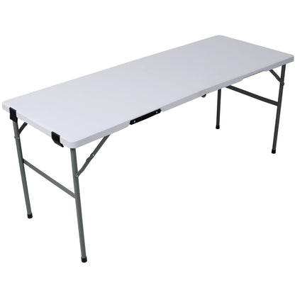 70Inch Portable Folding Picnic Table Set with 2 Benches,3‑Piece Indoor Outdoor Folding Furniture Set,Wood Grain Tabletop for Camping,Backyard Party,Picnic,Wedding Gatherings,White