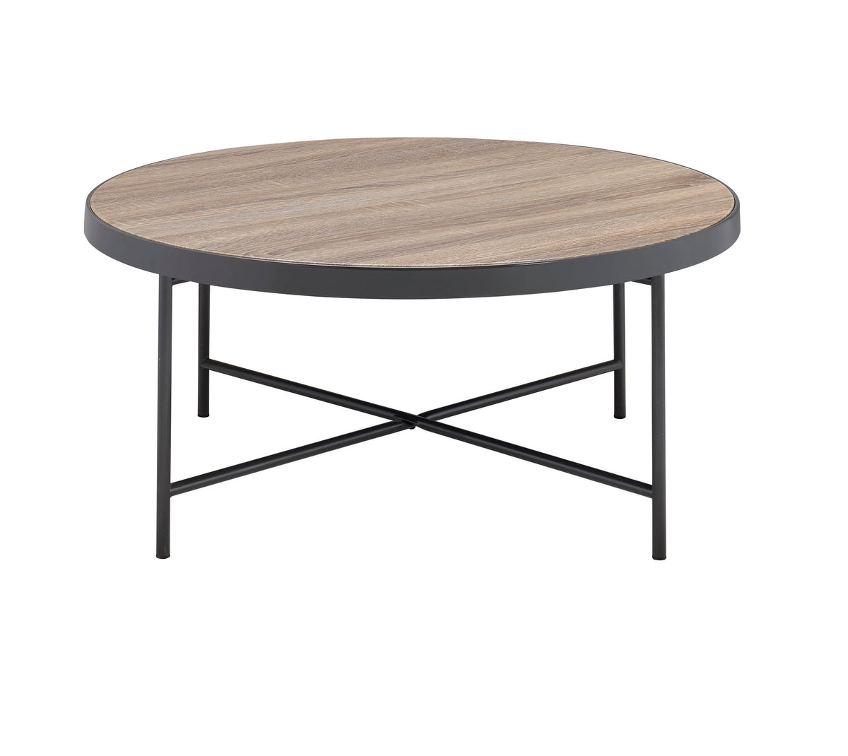 Bage Weathered Gray Oak & Metal Finish Coffee Table