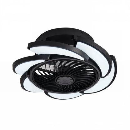 Black Bladeless Ceiling Fan with Remote Control, 6 Speeds Dimmable Light, Enclosed Low Profile for Bedroom Living Room, 17-Inch