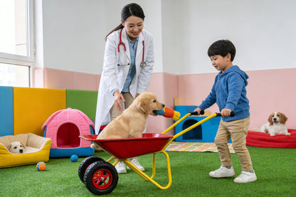 Children's metal trolley, Load-bearing capacity: 33LBS,children's heavy vehicle, metal structure two-wheeled trolley, steel pallet, can be used in gardens, loading leaves, soil, sand, etc. (red)